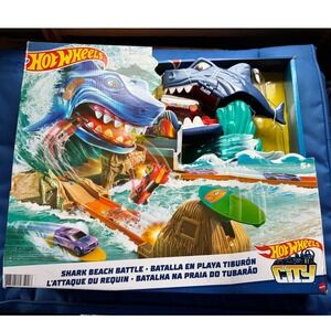 Hot Wheels City Shark Beach Battle Playset Toy Car Track Set Ages 5+
